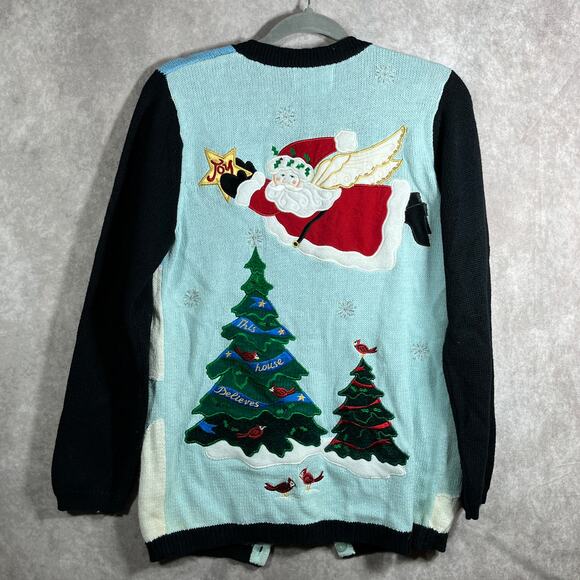 The Quacker Factory Cardigan Sweater Womens Size XS Blue Knit‎ Christmas Holiday - Picture 6 of 10